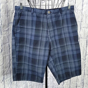 CALVIN KLEIN Blue Plaid Shorts‎ Size 34